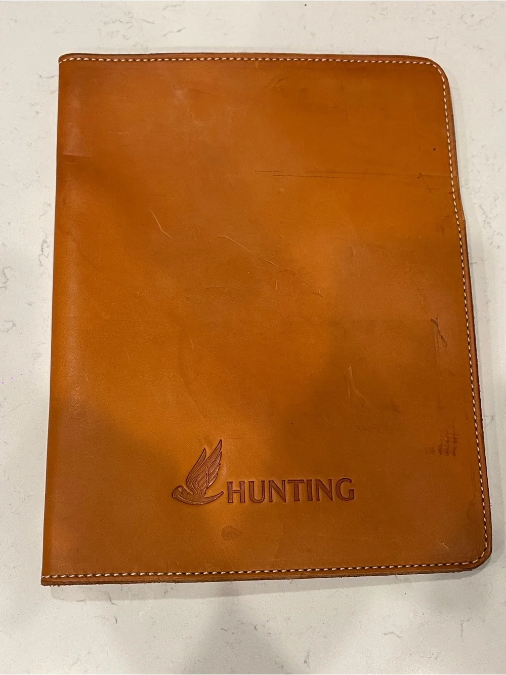 Tucker & Byrd tan leather portfolio
